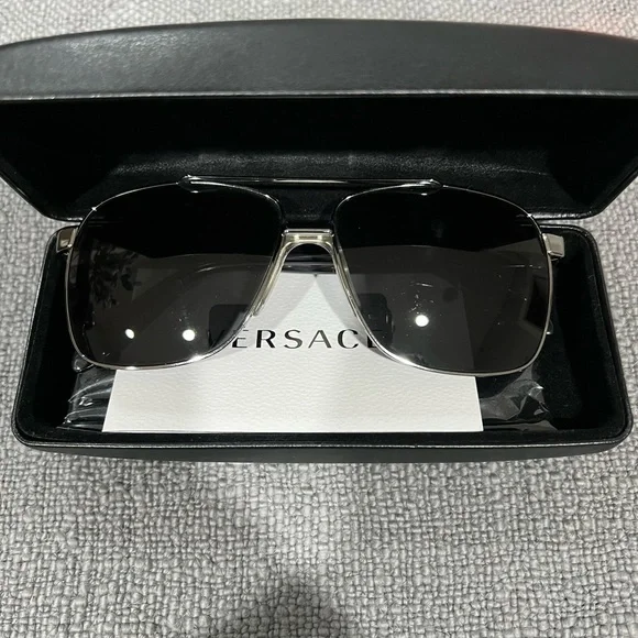 Versace Metallic Silver Sunglasses - Picture 1 of 6
